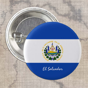 Knop El Salvador, patriottische El Salvador vlag Ronde Button 3,2 Cm