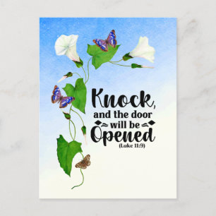 Knop en de deur worden geopend canvasafdruk briefkaart