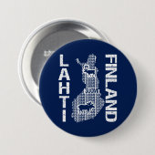 Knop FINLAND MAP - Lahti Ronde Button 7,6 Cm (Voorkant /achterkant)