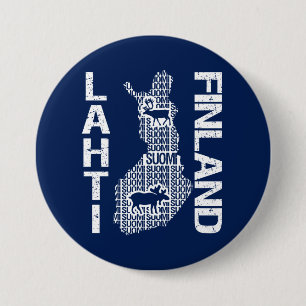 Knop FINLAND MAP - Lahti Ronde Button 7,6 Cm