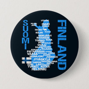 knop FINLAND MAP Ronde Button 7,6 Cm