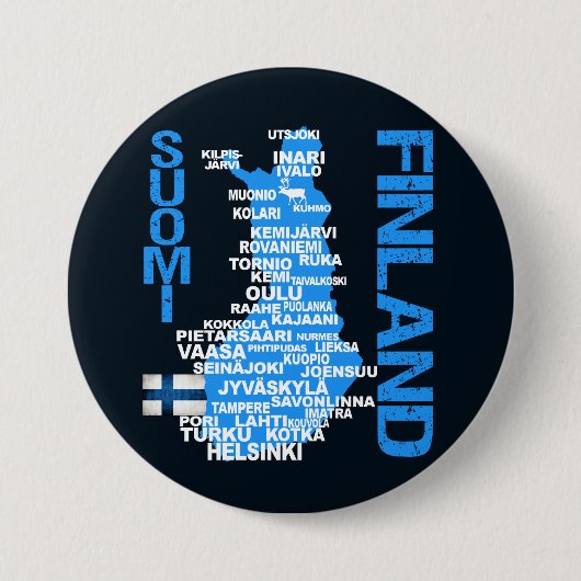 knop FINLAND MAP Ronde Button 7,6 Cm (Voorkant)