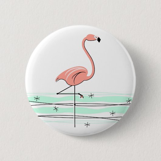 Knop Flamingo Ocean Ronde Button 5,7 Cm (Voorkant)
