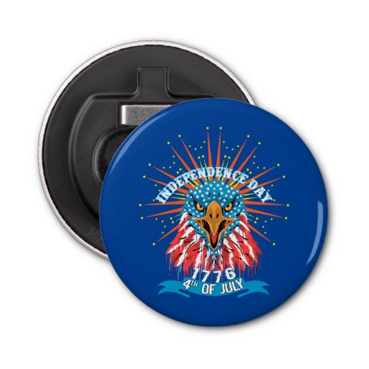 Knop flesopener American Beautiful Eagle Blue Button Flesopener (Voorkant)