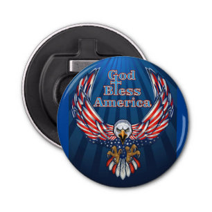 Knop flesopener American Beautiful Eagle Blue Button Flesopener
