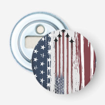 Knop flesopener grunge American Flag Vliegtuig