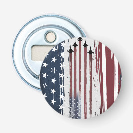 Knop flesopener grunge American Flag Vliegtuig Button Flesopener