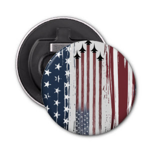 Knop flesopener grunge American Flag Vliegtuig Button Flesopener