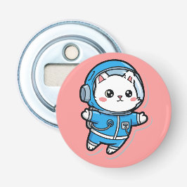 Knop Flesopener Schattige Astronaut Kat Kawaii Button Flesopener