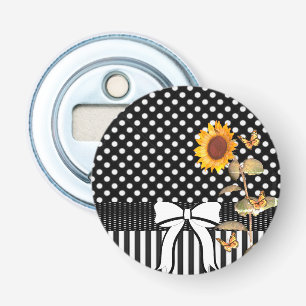 Knop Flesopener Zonnebloem Stippen Button Flesopener