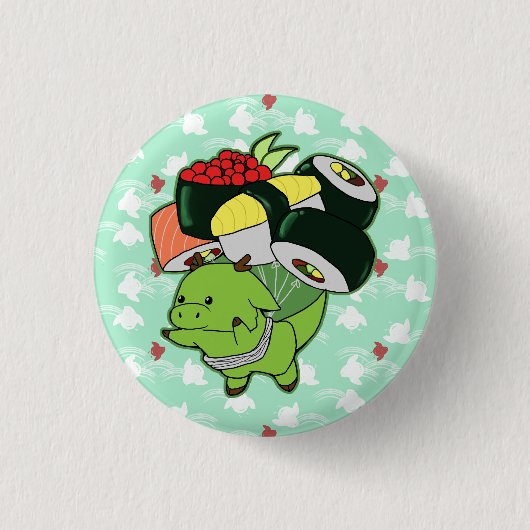 Knop Flying sushi dragon Ronde Button 3,2 Cm (Voorkant)