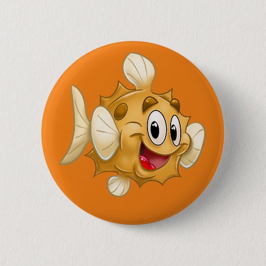 Knop FriendFish cartoon Puff Ronde Button 5,7 Cm (Voorkant)