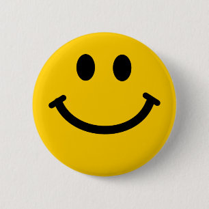 Knop Geel Happy Face-badge Ronde Button 5,7 Cm