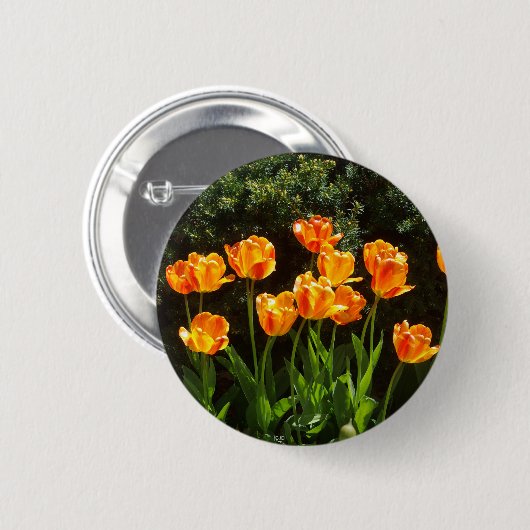 Knop Geel Oranje Tulps Ronde Button 5,7 Cm (Voorkant /achterkant)