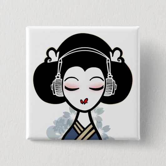knop geisha beats vierkante button 5,1 cm (Voorkant)