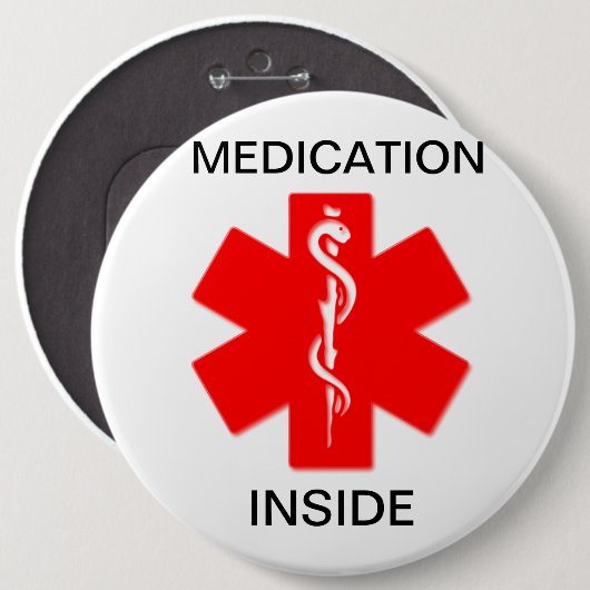 Knop Geneesmiddel in medisch alarm Ronde Button 6,0 Cm (Voorkant /achterkant)