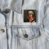 Knop "Generous Chief" van koning Vierkante Button 5,1 Cm (In situ)
