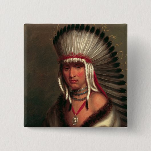 Knop "Generous Chief" van koning Vierkante Button 5,1 Cm (Voorkant)