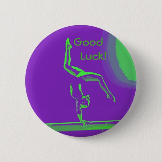 Knop Goed Luck gymnast Ronde Button 5,7 Cm (Voorkant)