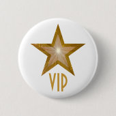Knop 'Gold' Star 'VIP' wit Ronde Button 5,7 Cm (Voorkant)