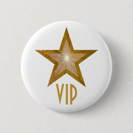 Knop 'Gold' Star 'VIP' wit Ronde Button 5,7 Cm