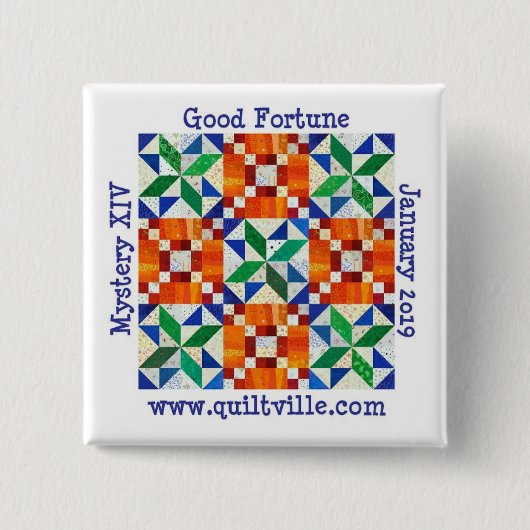 knop Good Fortune Pinback Vierkante Button 5,1 Cm (Voorkant)