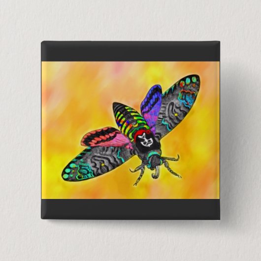 Knop gothic Moth Vierkante Button 5,1 Cm (Voorkant)