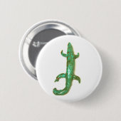 knop groene hagedis ronde button 5,7 cm (Voorkant /achterkant)