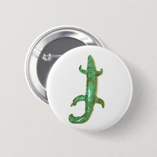 knop groene hagedis ronde button 5,7 cm (Voorkant /achterkant)
