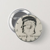 Knop Halve dollar JFK Ronde Button 5,7 Cm (Voorkant /achterkant)