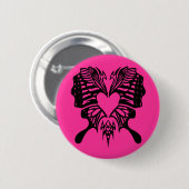 Knop Heart Shaped Butterfly Ronde Button 5,7 Cm (Voorkant /achterkant)