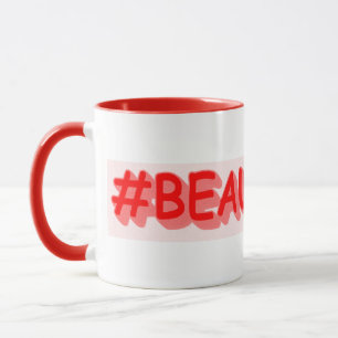 Knop het Ontwerp "#BEAUTIFUL" van de Uitdrukking. Mok