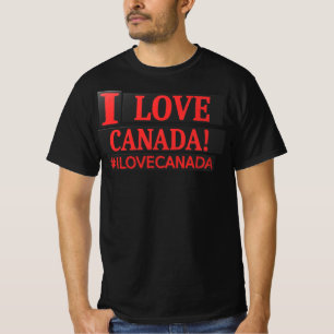 Knop het Ontwerp van de Uitdrukking "#ILOVECANADA" T-shirt