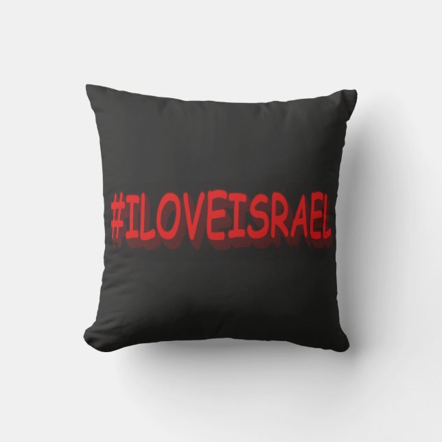 Knop het Ontwerp van de Uitdrukking "#ILOVEISRAE". Kussen (Voorkant)