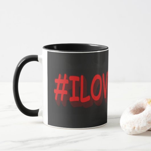Knop het Ontwerp van de Uitdrukking "#ILOVEISRAE". Mok (Met donut)