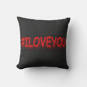 Knop het Ontwerp van de Uitdrukking "#ILOVEYou". N Kussen