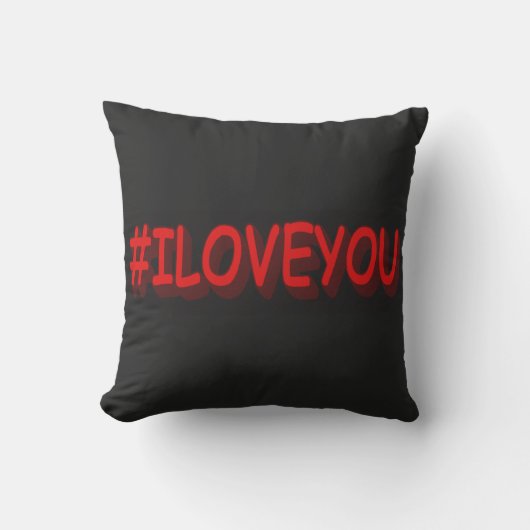 Knop het Ontwerp van de Uitdrukking "#ILOVEYou". N Kussen (Voorkant)