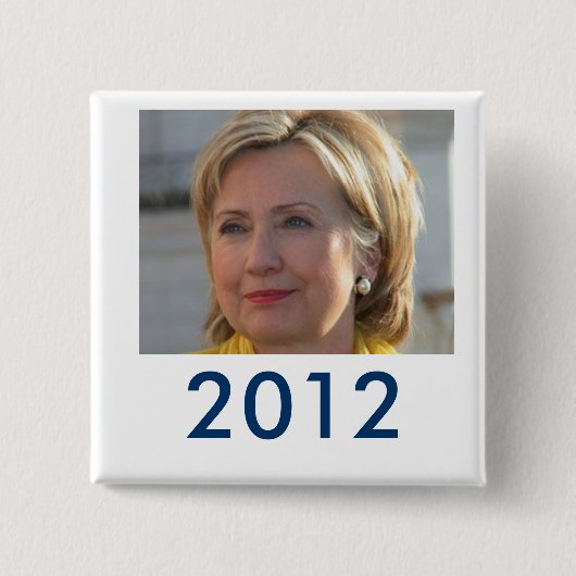 Knop Hillary 2012 Vierkante Button 5,1 Cm (Voorkant)