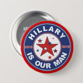 Knop Hillary Clinton 2016 Ronde Button 7,6 Cm (Voorkant /achterkant)