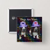 Knop Honden Zijn Sterren Vierkante Button 5,1 Cm (Voorkant /achterkant)