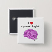 Knop "I [hart] my neuroloog" Vierkante Button 5,1 Cm (Voorkant /achterkant)