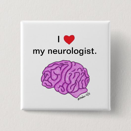 Knop "I [hart] my neuroloog" Vierkante Button 5,1 Cm (Voorkant)