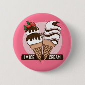 Knop Ice Cream Lover Ronde Button 5,7 Cm (Voorkant)