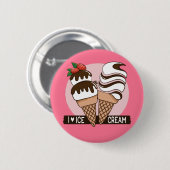 Knop Ice Cream Lover Ronde Button 5,7 Cm (Voorkant /achterkant)