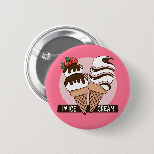 Knop Ice Cream Lover Ronde Button 5,7 Cm (Voorkant /achterkant)