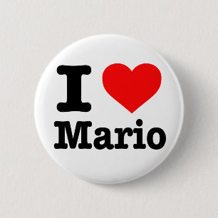 Knop "Ik hou van Mario" Ronde Button 5,7 Cm