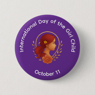 Knop - Internationale Dag van het Meisje Ronde Button 5,7 Cm