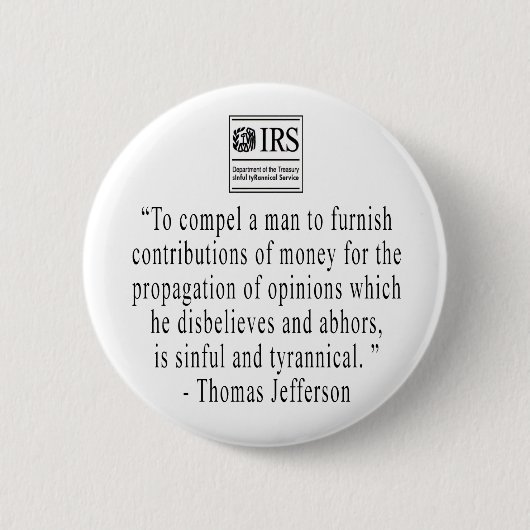 Knop Jefferson Quote Ronde Button 5,7 Cm (Voorkant)