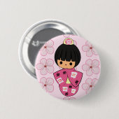 Knop Kawaii Kokeshi Doll Ronde Button 5,7 Cm (Voorkant /achterkant)