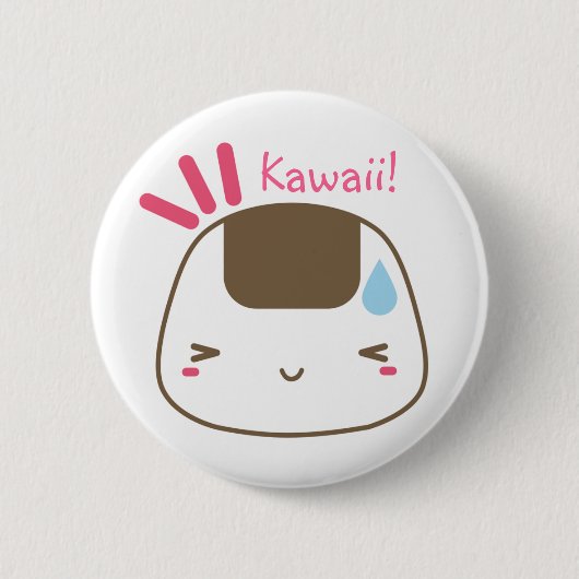 Knop Kawaii Onigiri Ronde Button 5,7 Cm (Voorkant)
